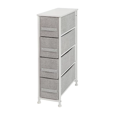 Flash Furniture 4 Drawer Slim Wood Top Cast Iron Frame Vertical Storage Dresser With Easy Pull Fabric Drawers 13 Flash Furniture 4 Drawer Slim Wood Top Cast Iron Frame Vertical Storage Dresser With Easy Pull Fabric Drawers - Image 11