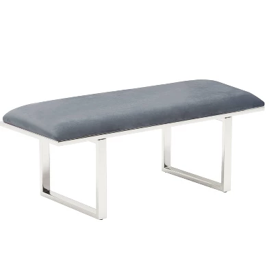 Remi Upholstered Bench French Dark Gray Velvet - Adore Decor 3 Remi Upholstered Bench French Dark Gray Velvet - Adore Decor