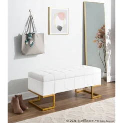41" Midas Glam Storage Bench Steel/Velvet Gold/White - LumiSource 10 41" Midas Glam Storage Bench Steel/Velvet Gold/White - LumiSource -Bedroom Home Store GUEST d46928aa d220 4287 bc24 603f57ba9dd9