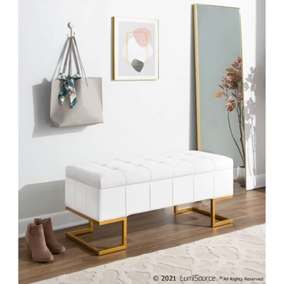 41" Midas Glam Storage Bench Steel/Velvet Gold/White - LumiSource 6 41" Midas Glam Storage Bench Steel/Velvet Gold/White - LumiSource - Image 4