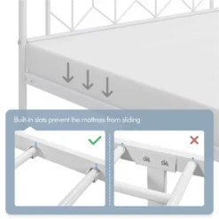 Yaheetech Queen Size Vintage Metal Bed Frame With Headboard, White 11 Yaheetech Queen Size Vintage Metal Bed Frame With Headboard, White -Bedroom Home Store GUEST d4fd22b0 2149 4cf3 9726 979ad38d2216