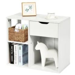 Costway 3-tier Side Table W/Storage Shelf&Drawer Space-saving Nightstand White 18 Costway 3-tier Side Table W/Storage Shelf&Drawer Space-saving Nightstand White -Bedroom Home Store GUEST d5fd462f f6f7 483e 88e3 ac4d1a303855