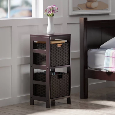 29.21" 3pc Leo Storage Shelf With Baskets Espresso/Chocolate - Winsome 16 29.21" 3pc Leo Storage Shelf With Baskets Espresso/Chocolate - Winsome - Image 14