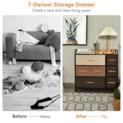 Costway 7-Drawer Dresser Storage 3-Tier Organizer Tower Steel Frame Wooden Top 18 Costway 7-Drawer Dresser Storage 3-Tier Organizer Tower Steel Frame Wooden Top -Bedroom Home Store GUEST d661647a 6443 43e4 a407 9e317b2330eb