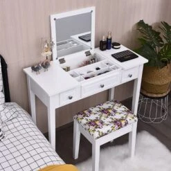 Costway Vanity Dressing Table Flip Top 7 Compartments Makeup Desk 13 Costway Vanity Dressing Table Flip Top 7 Compartments Makeup Desk -Bedroom Home Store GUEST d6d7b14d 203e 42b2 9178 138dbe4fbcb8