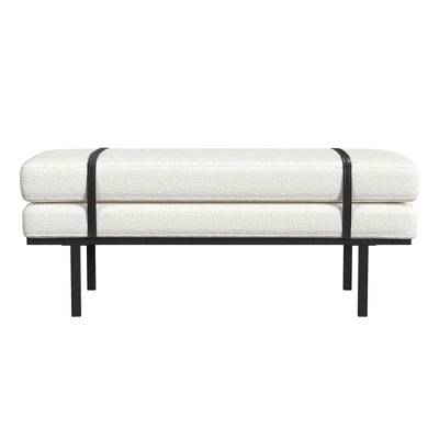 Upholstered Bench With Metal Base Cream Boucle - HomePop 6 Upholstered Bench With Metal Base Cream Boucle - HomePop - Image 4