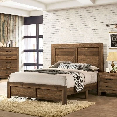 3pc Queen Quail Bedroom Set With 2 Nightstands Rustic Light Walnut - HOMES: Inside + Out 6 3pc Queen Quail Bedroom Set With 2 Nightstands Rustic Light Walnut - HOMES: Inside + Out - Image 4