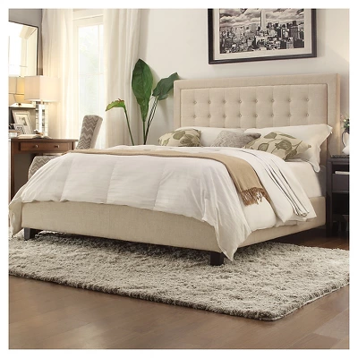 Queen Hudson Button Tufted Bed Oatmeal - Inspire Q 3 Queen Hudson Button Tufted Bed Oatmeal - Inspire Q