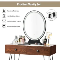 Costway Vanity Makeup Dressing Table W/ 3 Lighting Modes Mirror Touch Switch RusticCoffee 16 Costway Vanity Makeup Dressing Table W/ 3 Lighting Modes Mirror Touch Switch RusticCoffee -Bedroom Home Store GUEST dc2fc553 9ecc 4979 9a0a 4b4487d44b76