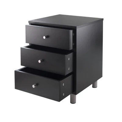Daniel Nightstand With 3 Drawers Black - Winsome 3 Daniel Nightstand With 3 Drawers Black - Winsome