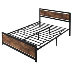 HOMCOM Queen Platform Bed Frame With Headboard & Footboard, Strong Metal Slat Support Full Bed Frame W/ Underbed Storage Space, No Box Spring Needed, 63''x82''x40.5'' 9 HOMCOM Queen Platform Bed Frame With Headboard & Footboard, Strong Metal Slat Support Full Bed Frame W/ Underbed Storage Space, No Box Spring Needed, 63''x82''x40.5'' -Bedroom Home Store GUEST dd872a25 1a1f 4e8b 8721 e0c30f8829f7
