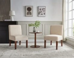 Carl Armless Fabric Upholstered Accent Chair Set Of 2 With Round Wood Side Table Slipper Chairs Sets-Maison Boucle 20 Carl Armless Fabric Upholstered Accent Chair Set Of 2 With Round Wood Side Table Slipper Chairs Sets-Maison Boucle -Bedroom Home Store GUEST ddca0921 92ce 4570 a65d a70db2915747