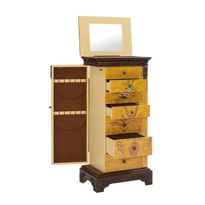 Beatrice Antique Parchment Hand Painted Jewelry Armoire - Powell Company 5 Beatrice Antique Parchment Hand Painted Jewelry Armoire - Powell Company - Image 3