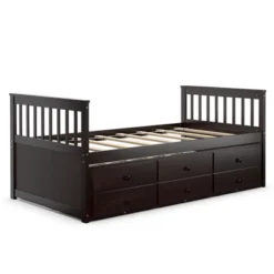 Costway Twin Captain's Bed Bunk Bed Alternative W/ Trundle & Drawers For Kids WalnutEspressoWhite 24 Costway Twin Captain's Bed Bunk Bed Alternative W/ Trundle & Drawers For Kids WalnutEspressoWhite -Bedroom Home Store GUEST df061171 05f3 45e5 bb6c 345b0ff7c380