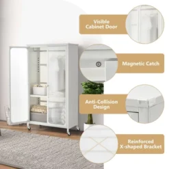 Costway Storage Wardrobe Cabinet Mobile Armoire Closet With Hanging Rod & Adjustable Shelf 19 Costway Storage Wardrobe Cabinet Mobile Armoire Closet With Hanging Rod & Adjustable Shelf -Bedroom Home Store GUEST df08917d c7f1 4577 a495 606962790541