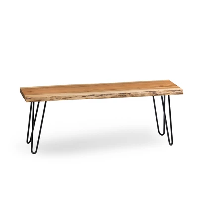 Alaterre Furniture Hairpin Natural Brown Live Edge Wood With Metal Bench 13 Alaterre Furniture Hairpin Natural Brown Live Edge Wood With Metal Bench - Image 12