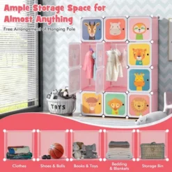 Costway 12-Cube Kids Wardrobe Baby Dresser Bedroom Armoire Clothes Hanging Closet With Door Blue/Pink 20 Costway 12-Cube Kids Wardrobe Baby Dresser Bedroom Armoire Clothes Hanging Closet With Door Blue/Pink -Bedroom Home Store GUEST dfc28d77 a90c 4261 8e88 f34943cad6cf