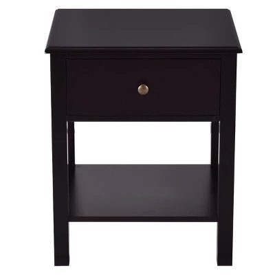 Costway End Table Nightstand Storage Display Furniture Drawer Shelf Beside Brown 5 Costway End Table Nightstand Storage Display Furniture Drawer Shelf Beside Brown - Image 3