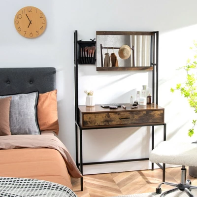 Costway Industrial Vanity Table With 3-Height Adjustable Mirror Storage Bag Large Drawer 5 Costway Industrial Vanity Table With 3-Height Adjustable Mirror Storage Bag Large Drawer - Image 3