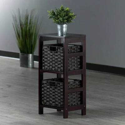 29.21" 3pc Leo Storage Shelf With Baskets Espresso/Chocolate - Winsome 14 29.21" 3pc Leo Storage Shelf With Baskets Espresso/Chocolate - Winsome - Image 12