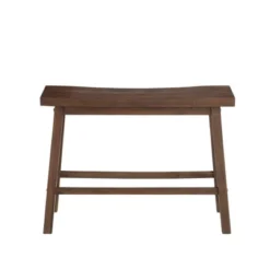 Saddle Design Wooden Bench With Grain Details - Benzara