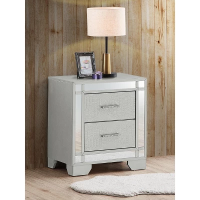 Passion Furniture Madison 2-Drawer Silver Champagne Nightstand (26 In. H X 17 In. W X 23 In. D) 9 Passion Furniture Madison 2-Drawer Silver Champagne Nightstand (26 In. H X 17 In. W X 23 In. D) - Image 7