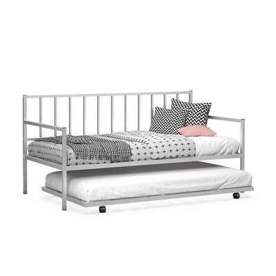 Costway Twin Metal Daybed With Roll Out Trundle Heavy Duty Frame Sofa Bed Set 3 Costway Twin Metal Daybed With Roll Out Trundle Heavy Duty Frame Sofa Bed Set
