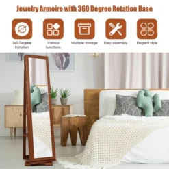 Costway 360degree Rotatable Jewelry Cabinet 2-in-1 Lockable Mirrored Organizer 17 Costway 360degree Rotatable Jewelry Cabinet 2-in-1 Lockable Mirrored Organizer -Bedroom Home Store GUEST e31daade 0ef0 43f2 87ba 13b46742cf54