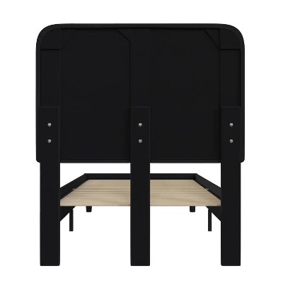 Platform Bed With Headboard And Fabric Upholstered Frame 14 Wooden Slats - Merrick Lane 9 Platform Bed With Headboard And Fabric Upholstered Frame 14 Wooden Slats - Merrick Lane - Image 7