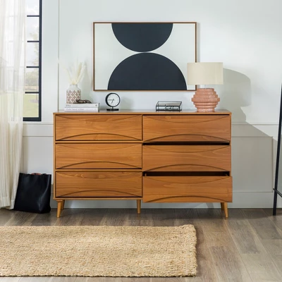 Mid-Century Modern Contoured 6 Drawer Dresser - Saracina Home 11 Mid-Century Modern Contoured 6 Drawer Dresser - Saracina Home - Image 10