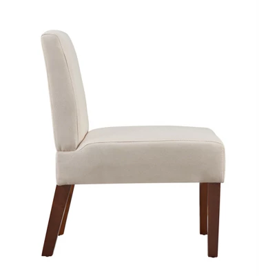 Carl Armless Fabric Upholstered Accent Chair Set Of 2 With Round Wood Side Table Slipper Chairs Sets-Maison Boucle 5 Carl Armless Fabric Upholstered Accent Chair Set Of 2 With Round Wood Side Table Slipper Chairs Sets-Maison Boucle - Image 3