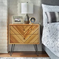 Alexandria 2 Drawer Nightstand Oak - Lifestorey