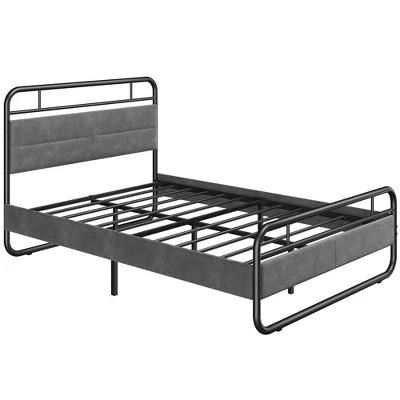 Yaheetech Metal Platform Bed Frame With Velvet Upholstered Headboard 10 Yaheetech Metal Platform Bed Frame With Velvet Upholstered Headboard - Image 8