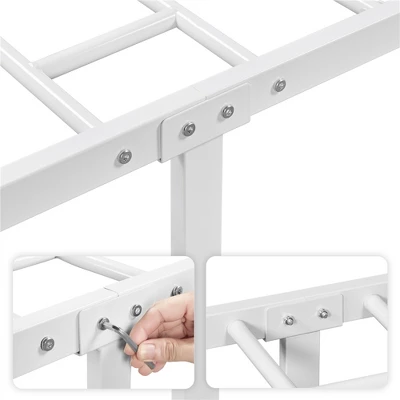 Yaheetech Queen Size Vintage Metal Bed Frame With Headboard, White 7 Yaheetech Queen Size Vintage Metal Bed Frame With Headboard, White - Image 5