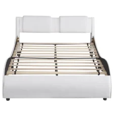 Upholstered Faux Leather Platform Bed With LED Light Bed Frame With Slatted-ModernLuxe 14 Upholstered Faux Leather Platform Bed With LED Light Bed Frame With Slatted-ModernLuxe -Bedroom Home Store GUEST e598b7fb 7bc7 4ea5 8202 8c3e85c07925