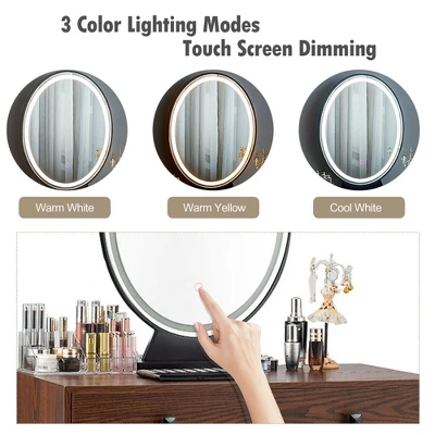 Costway Vanity Makeup Dressing Table W/ 3 Lighting Modes Mirror Touch Switch RusticCoffee 7 Costway Vanity Makeup Dressing Table W/ 3 Lighting Modes Mirror Touch Switch RusticCoffee - Image 5