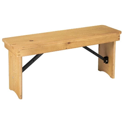 Emma And Oliver 40" X 12" Antique Rustic Solid Pine Folding Farm Bench - Portable Bench 17 Emma And Oliver 40" X 12" Antique Rustic Solid Pine Folding Farm Bench - Portable Bench - Image 15