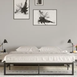 Merrick Lane 14 Inch Steel Bed Frame With Steel Slat Support For Any Mattress (No Box Spring Required)