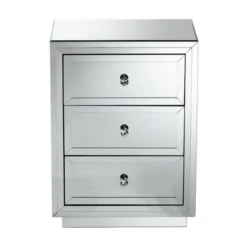 Baxton Studio Lina Mirrored 3 Drawer Nightstand Bedside Table Silver - BaxtonStudio 13 Baxton Studio Lina Mirrored 3 Drawer Nightstand Bedside Table Silver - BaxtonStudio -Bedroom Home Store GUEST e8235fcf 239c 49a9 a6dc 786fbce2b2fd