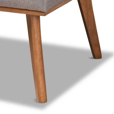 2pc Odessa Mid-Century Modern Fabric Upholstered Wood Dining Corner Sofa Bench Set Walnut/Brown/Gray - Baxton Studio 6 2pc Odessa Mid-Century Modern Fabric Upholstered Wood Dining Corner Sofa Bench Set Walnut/Brown/Gray - Baxton Studio - Image 4