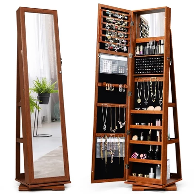 Costway 360degree Rotatable Jewelry Cabinet 2-in-1 Lockable Mirrored Organizer 11 Costway 360degree Rotatable Jewelry Cabinet 2-in-1 Lockable Mirrored Organizer - Image 10