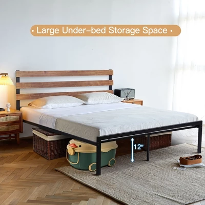 Costway Twin Size Metal Platform Bed Frame Mattress Foundation Wooden Headboard 6 Costway Twin Size Metal Platform Bed Frame Mattress Foundation Wooden Headboard - Image 4