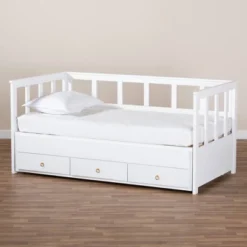 Twin To King Kendra Expandable Daybed With Storage Drawers White - Baxton Studio 25 Twin To King Kendra Expandable Daybed With Storage Drawers White - Baxton Studio -Bedroom Home Store GUEST eb5dcea2 b37f 4e31 b65b c766bf7c842b