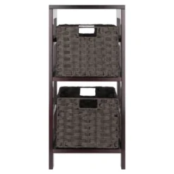 29.21" 3pc Leo Storage Shelf With Baskets Espresso/Chocolate - Winsome