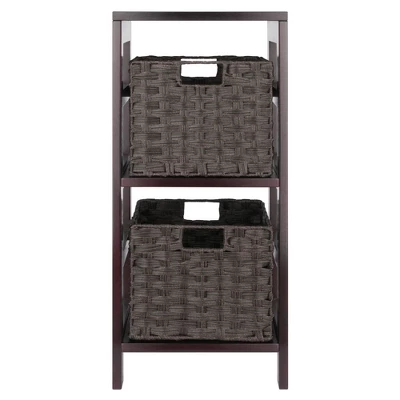 29.21" 3pc Leo Storage Shelf With Baskets Espresso/Chocolate - Winsome 3 29.21" 3pc Leo Storage Shelf With Baskets Espresso/Chocolate - Winsome