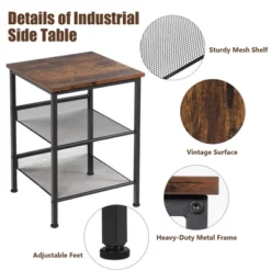 Costway Set Of 2 3-Tier Industrial End Side Table Nightstand W/2 Adjustable Shelves 18 Costway Set Of 2 3-Tier Industrial End Side Table Nightstand W/2 Adjustable Shelves -Bedroom Home Store GUEST ecc18a4b 868a 4038 8477 8a1aec793e46