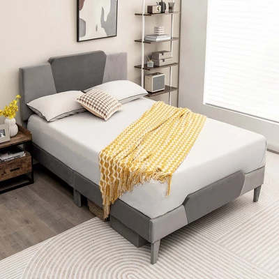 Costway Full/Qween/Twin Size Upholstered Platform Bed Frame Velvet Headboard Mattress Foundation 11 Costway Full/Qween/Twin Size Upholstered Platform Bed Frame Velvet Headboard Mattress Foundation - Image 9