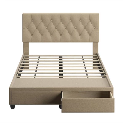 Henley Linen Tufted Upholstered Platform Bed With Storage Drawers - Eco Dream 11 Henley Linen Tufted Upholstered Platform Bed With Storage Drawers - Eco Dream - Image 9