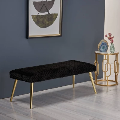 Capernaum Faux Fur Bench - Christopher Knight Home 4 Capernaum Faux Fur Bench - Christopher Knight Home - Image 2