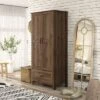 Nurembo 1 Drawer Wardrobe Closet Distressed Walnut - HOMES: Inside + Out 1 Nurembo 1 Drawer Wardrobe Closet Distressed Walnut - HOMES: Inside + Out -Bedroom Home Store GUEST efe81e65 ce4d 404b 8ad9 c5cc6d0b3530